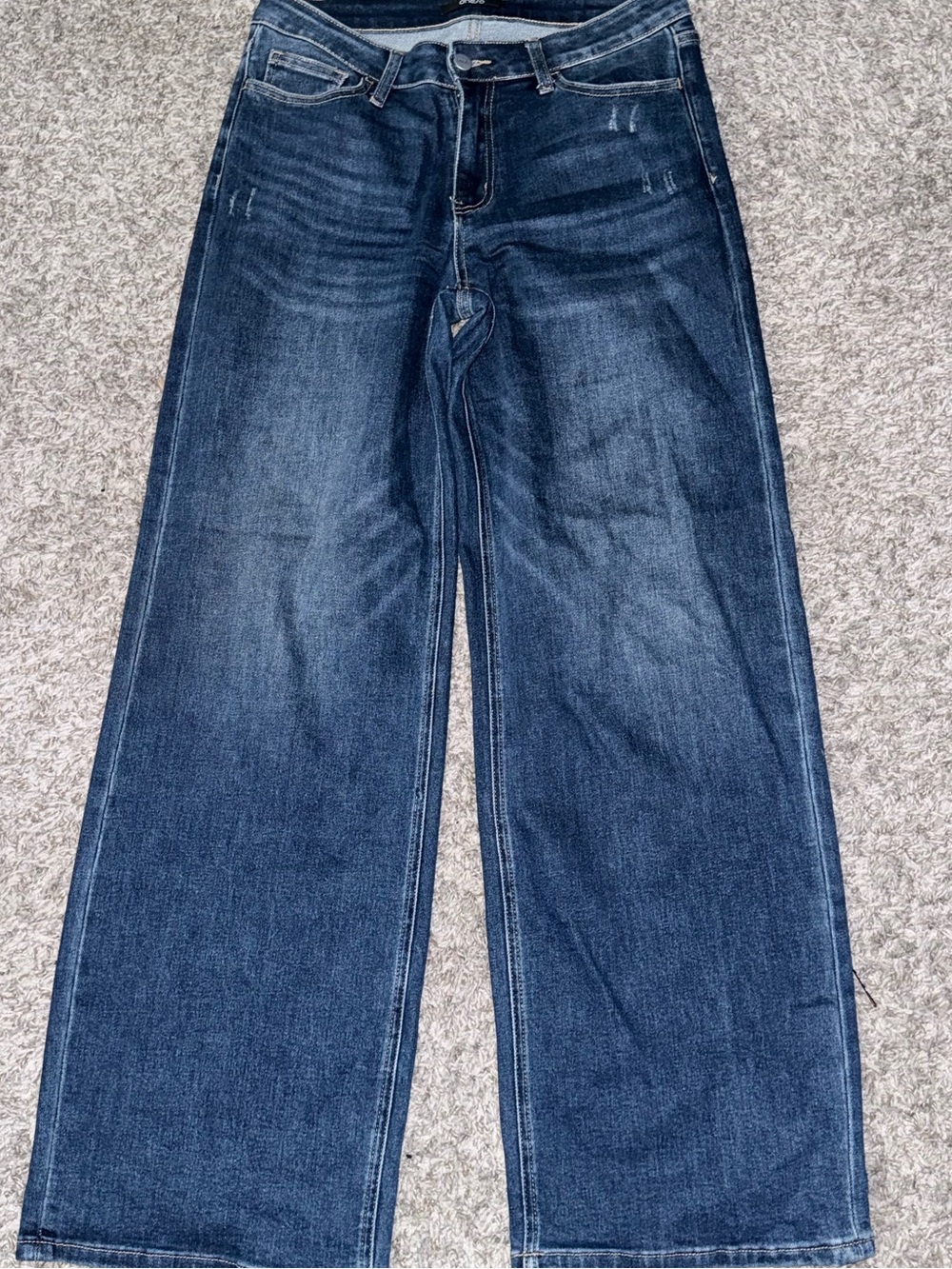 Onero Dark wash, high waist, straight leg, distress Jeans